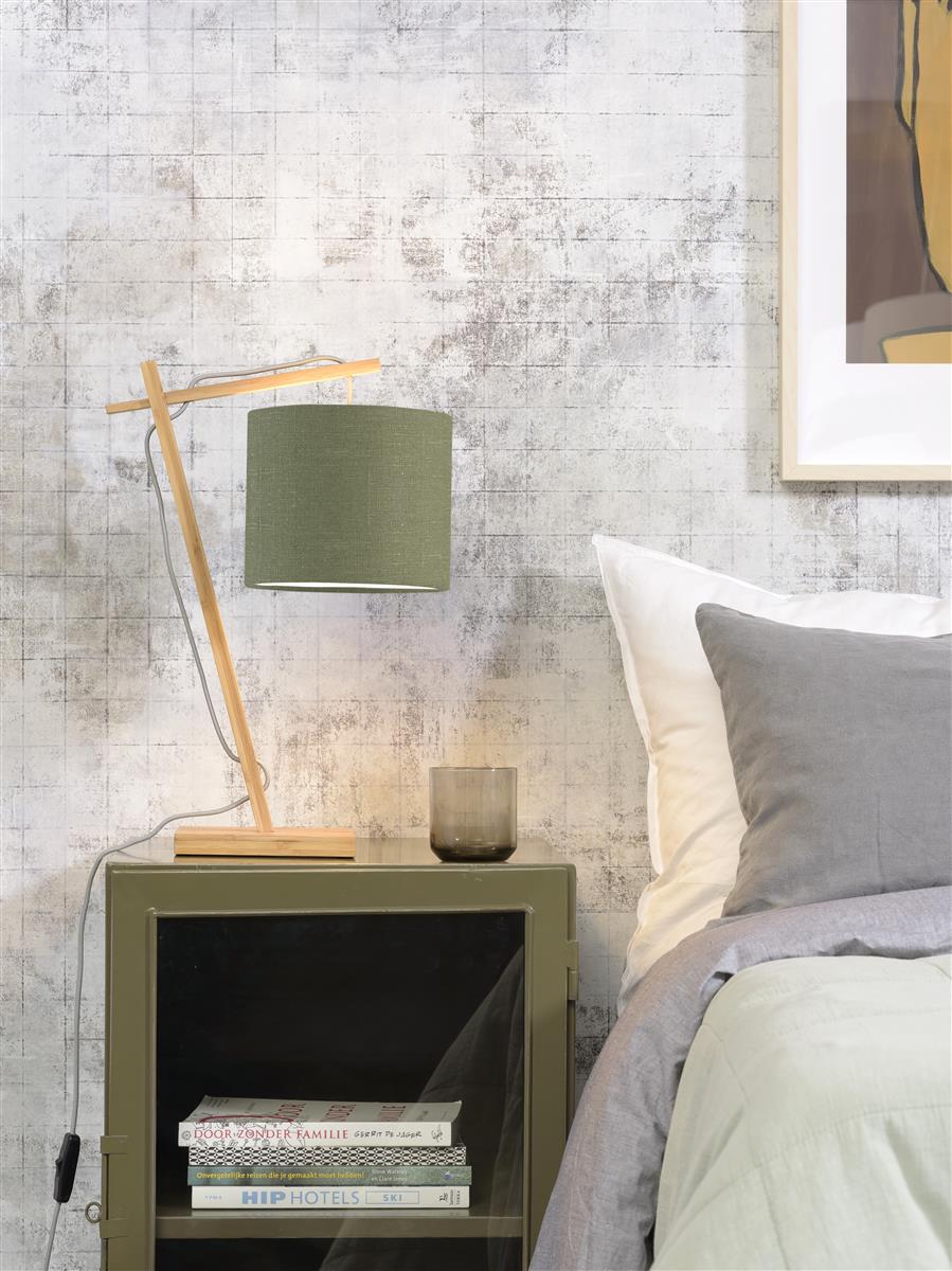 Good&Mojo I Tischleuchte I ANDES I Farbe: Grüner Wald I Schirm: Ø18 x 15