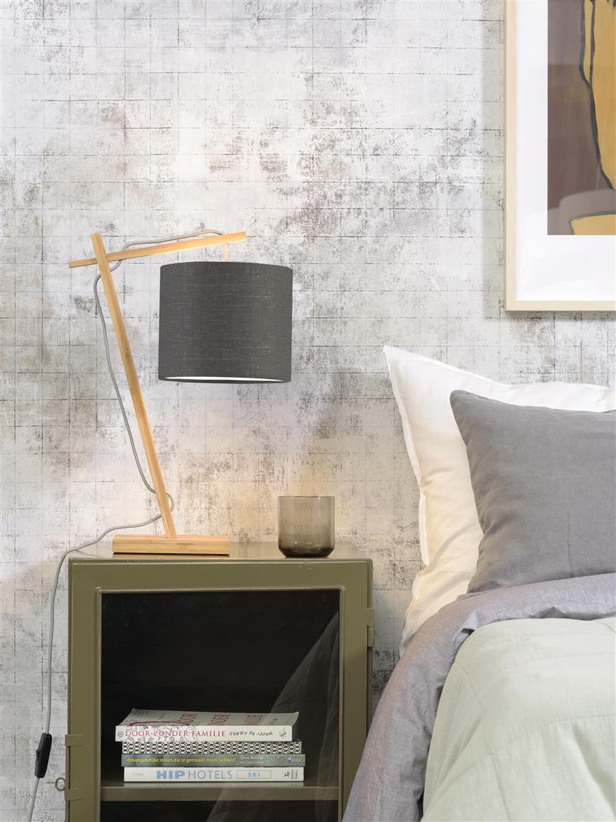 Good&Mojo I Tischleuchte I ANDES I Farbe: Dunkelgrau I Schirm: Ø18 x 15