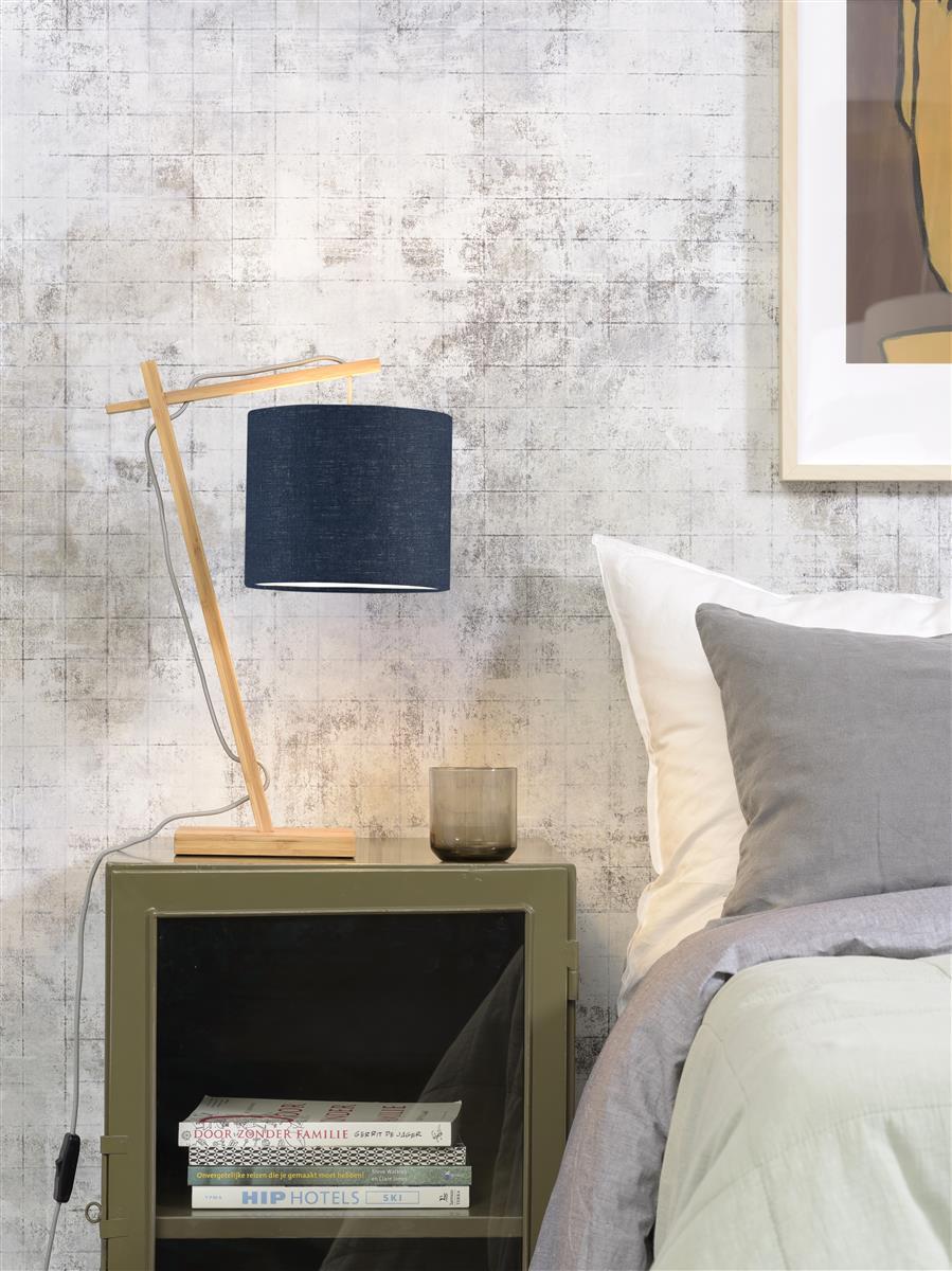 Good&Mojo I Tischleuchte I ANDES I Farbe: blaues Denim I Schirm: Ø18 x 15