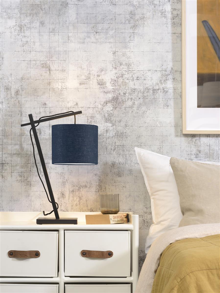 Good&Mojo I Tischleuchte I ANDES I Farbe: blaues Denim I Schirm: Ø18 x 15