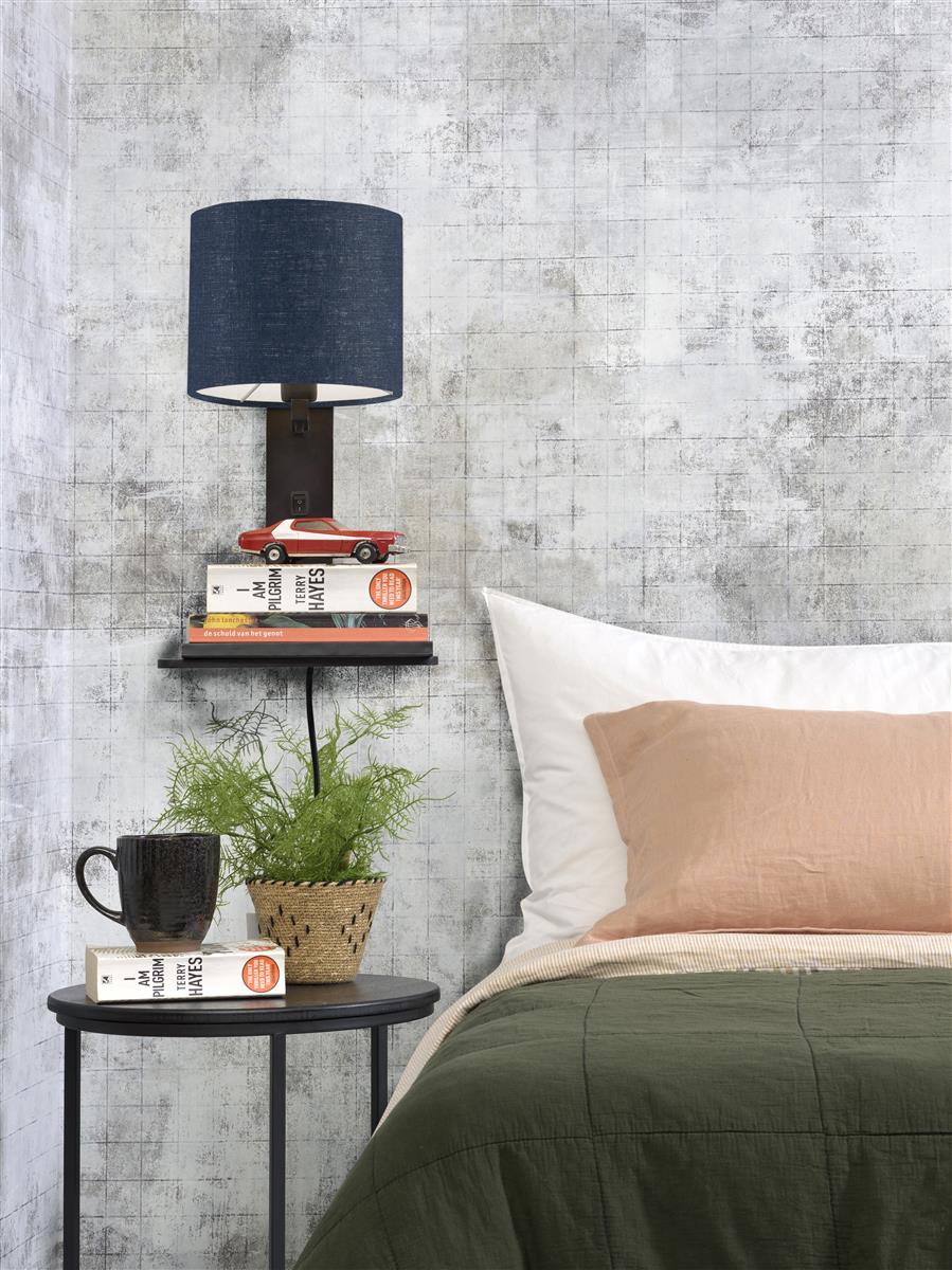 Good&Mojo I Wandleuchte I ANDES I Farbe: blaues Denim  I Schirm: Ø18 x 15