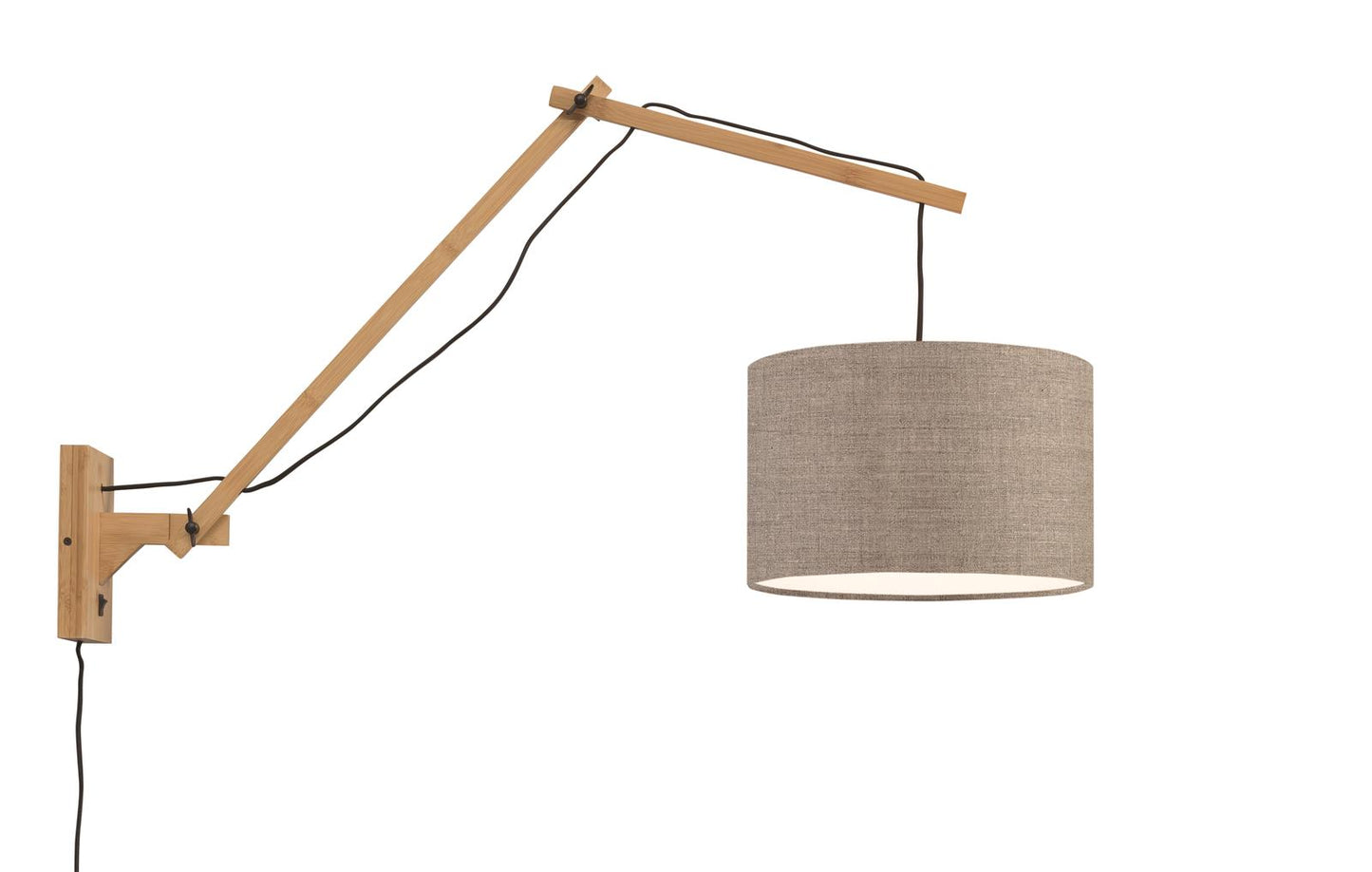 Good&Mojo I Wandleuchte I ANDES I Farbe: dunkles Leinen I Schirm: Ø32 x 20