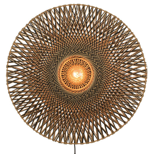 Good&Mojo I Wandleuchte I BALI I Farbe: Natur/Schwarz I Schirm: Ø87 x 20