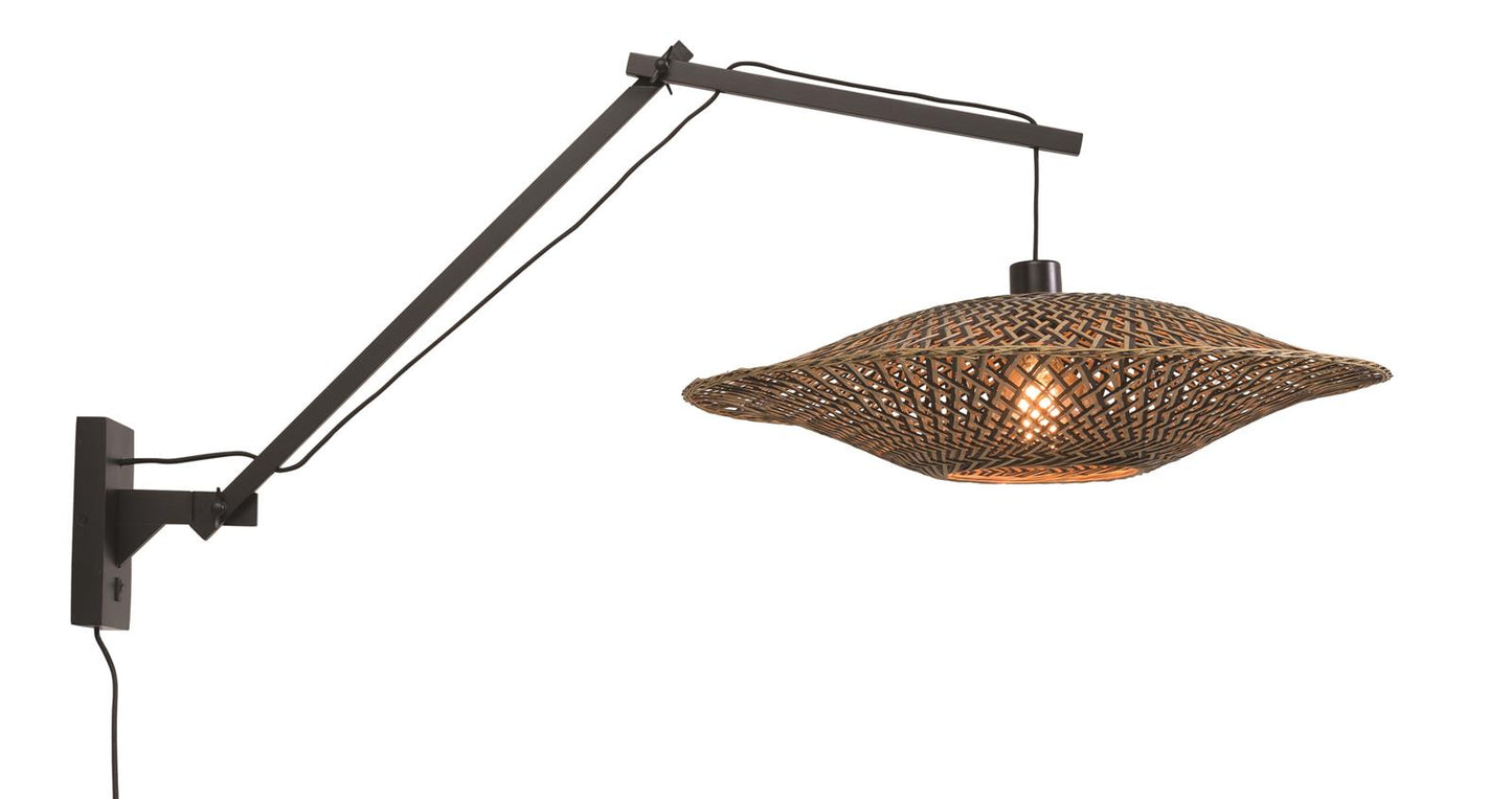 Good&Mojo I Wandleuchte I BALI I Farbe: Natur/Schwarz I Schirm: Ø60 x 15