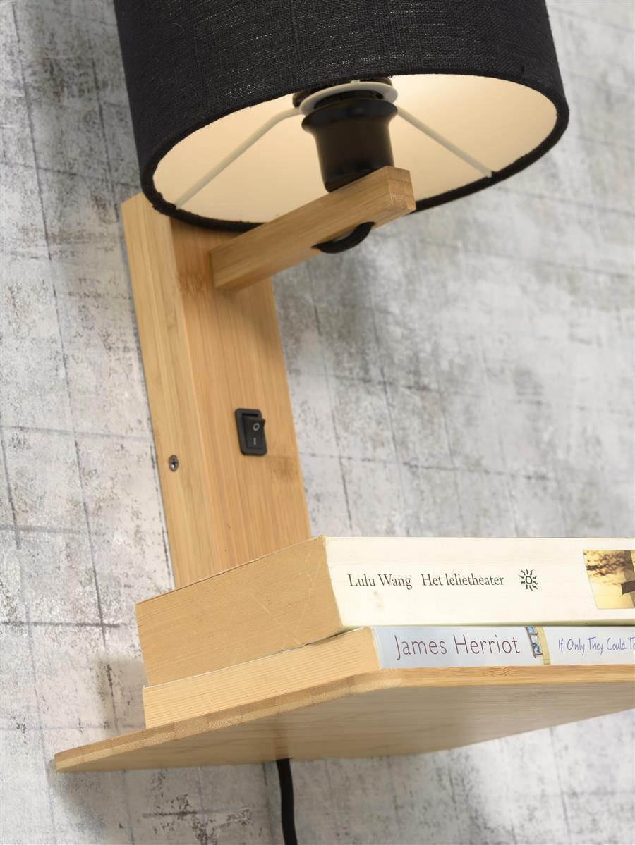 Good&Mojo I Wandleuchte I ANDES I Farbe: helles Leinen I Schirm: Ø18 x 15