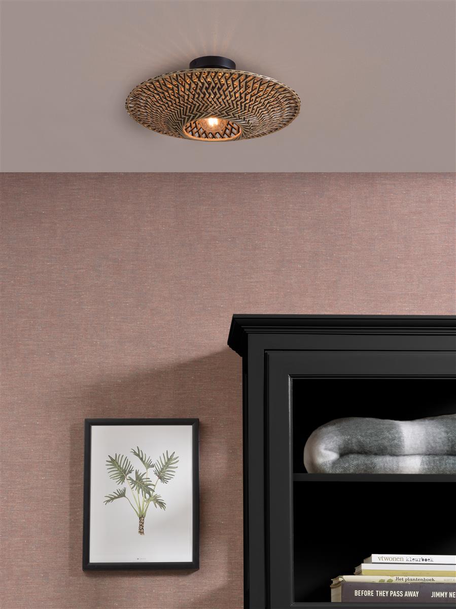 Good&Mojo I Deckenleuchte I BALI I Farbe: Natur/Schwarz I Schirm: Ø44 x 12