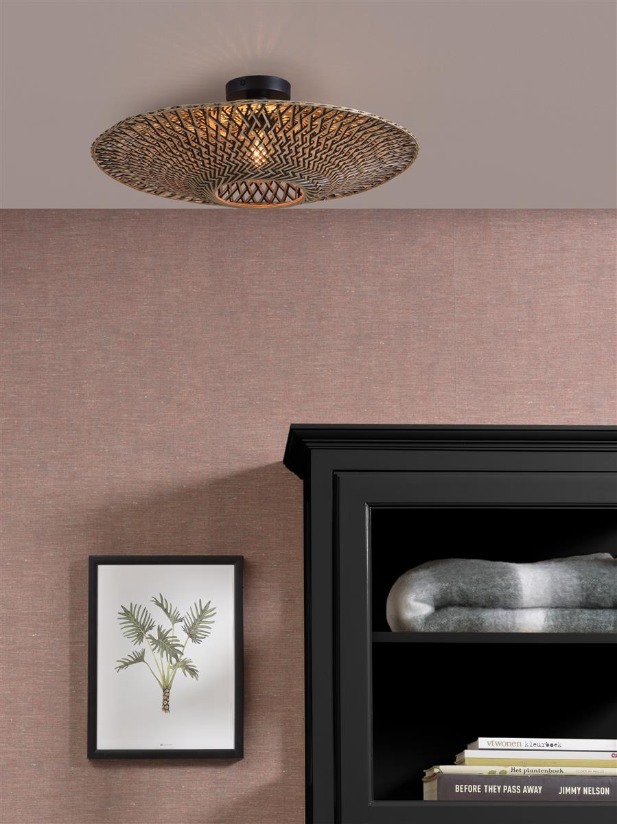 Good&Mojo I Deckenleuchte I BALI I Farbe: Natur/Schwarz I Schirm: Ø60 x 15