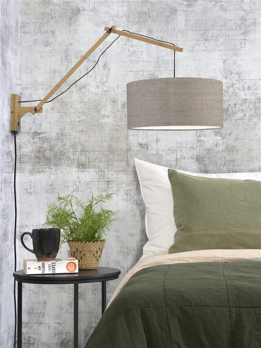 Good&Mojo I Wandleuchte I ANDES I Farbe: dunkles Leinen I Schirm: Ø47 x 23