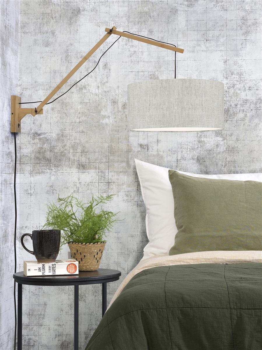 Good&Mojo I Wandleuchte I ANDES I Farbe: helles Leinen I Schirm: Ø47 x 23