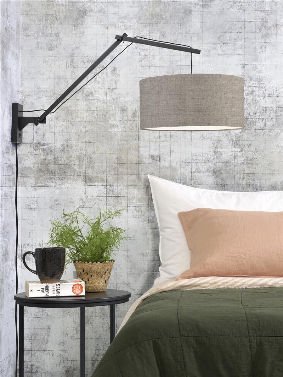 Good&Mojo I Wandleuchte I ANDES I Farbe: dunkles Leinen I Schirm: Ø47 x 23