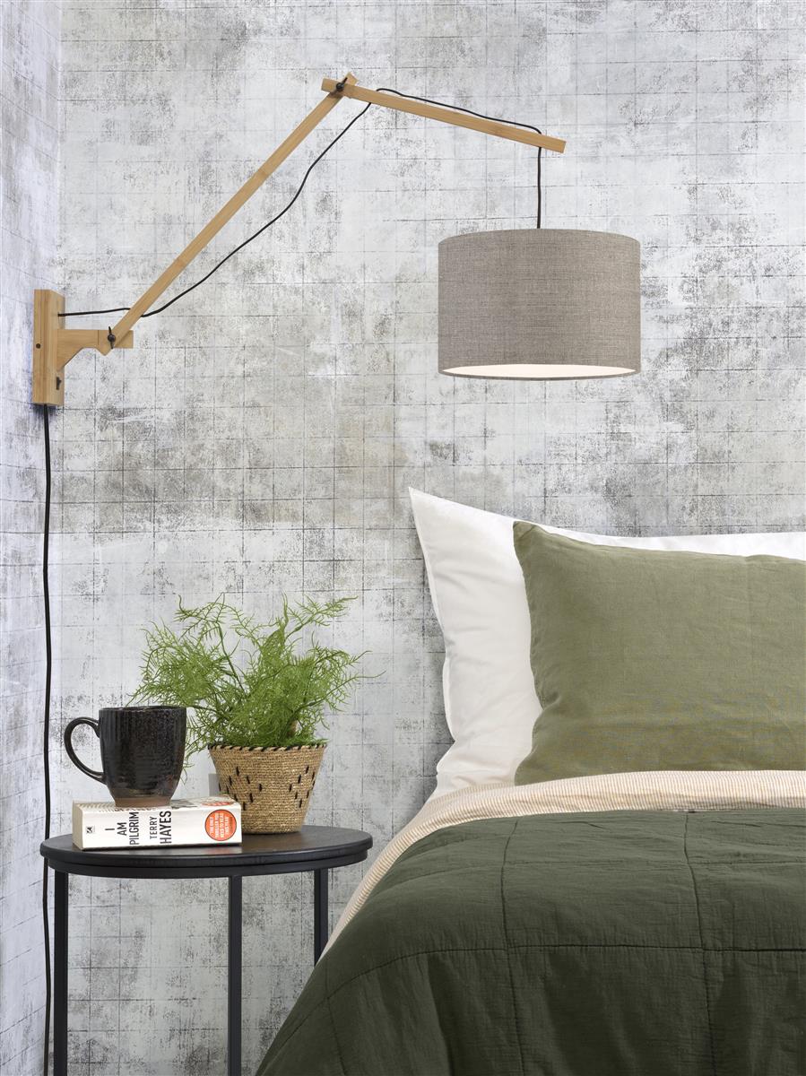 Good&Mojo I Wandleuchte I ANDES I Farbe: dunkles Leinen I Schirm: Ø32 x 20