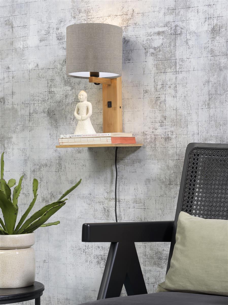 Good&Mojo I Wandleuchte I ANDES I Farbe: dunkles Leinen I Schirm: Ø18 x 15