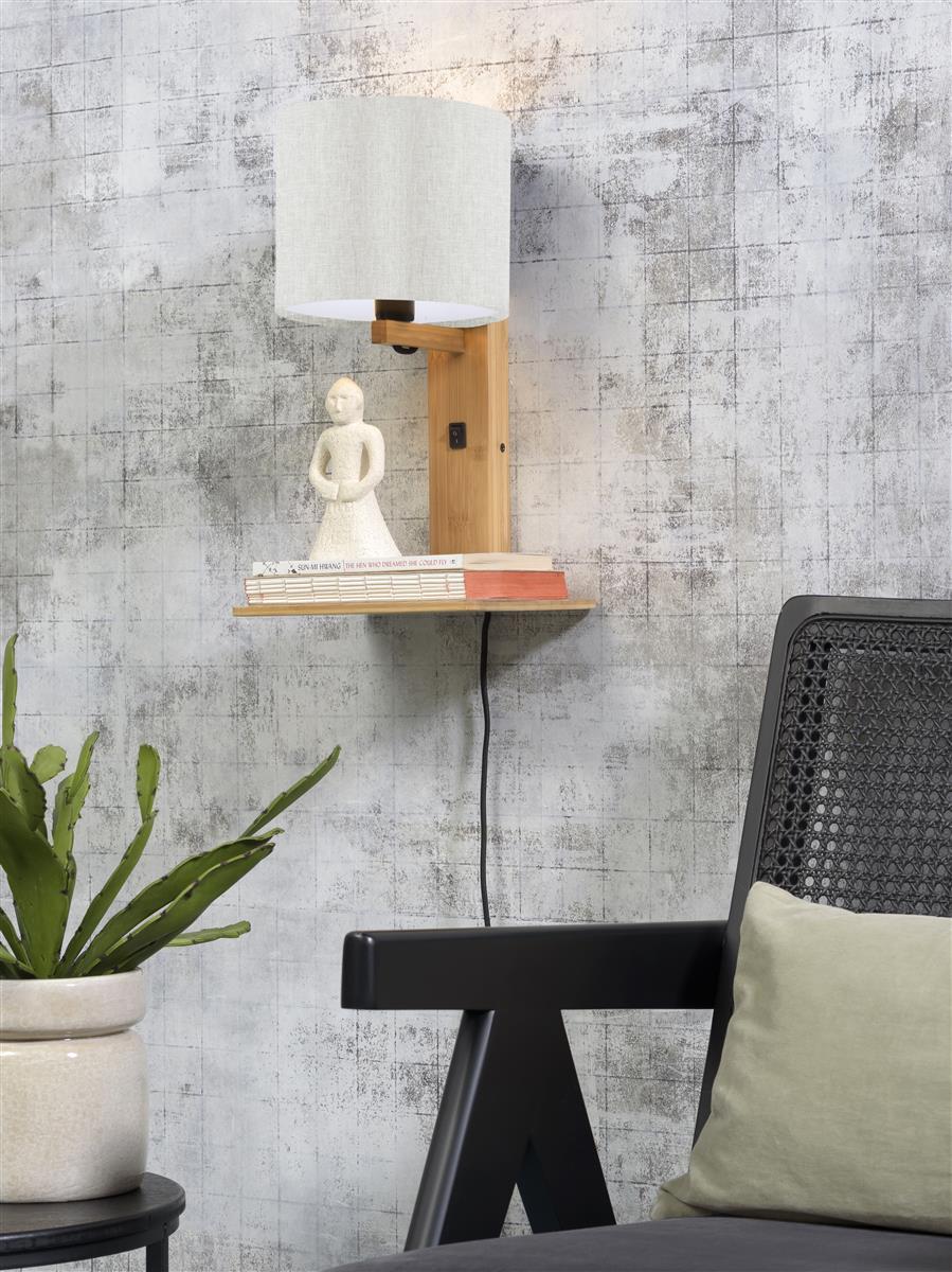 Good&Mojo I Wandleuchte I ANDES I Farbe: helles Leinen I Schirm: Ø18 x 15