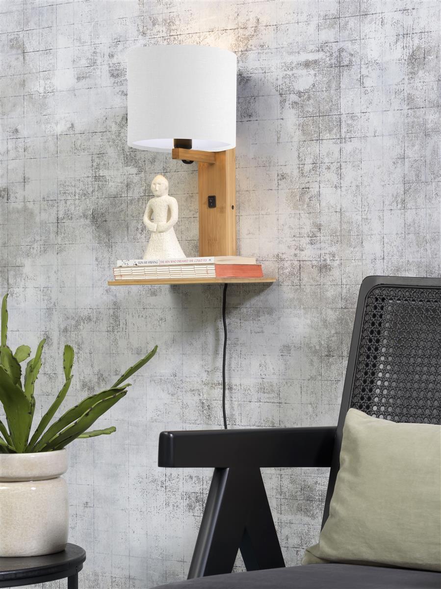 Good&Mojo I Wandleuchte I ANDES I Farbe: Weiß I Schirm: Ø18 x 15