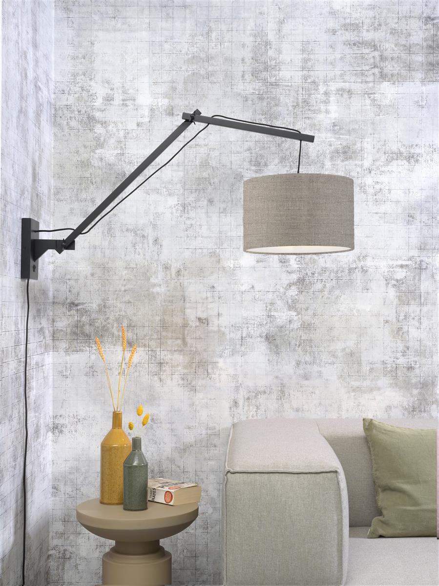 Good&Mojo I Wandleuchte I ANDES I Farbe: dunkles Leinen I Schirm: Ø32 x 20
