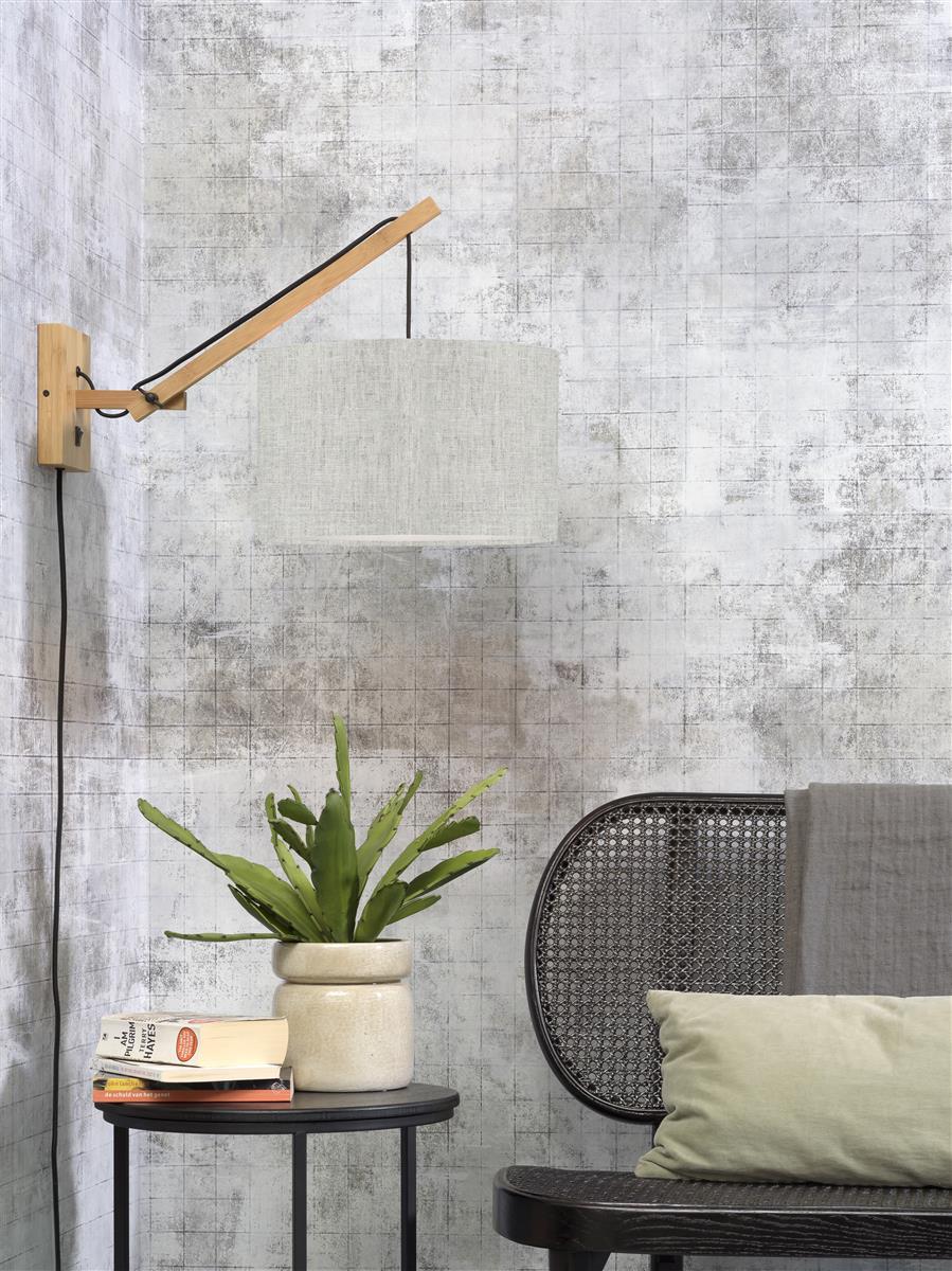 Good&Mojo I Wandleuchte I ANDES I Farbe: helles Leinen I Schirm: Ø32 x 20