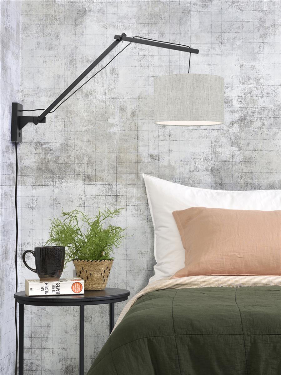 Good&Mojo I Wandleuchte I ANDES I Farbe: helles Leinen I Schirm: Ø32 x 20