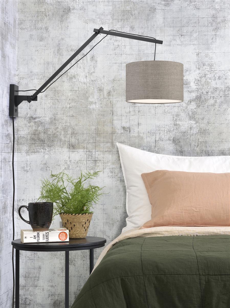 Good&Mojo I Wandleuchte I ANDES I Farbe: dunkles Leinen I Schirm: Ø32 x 20
