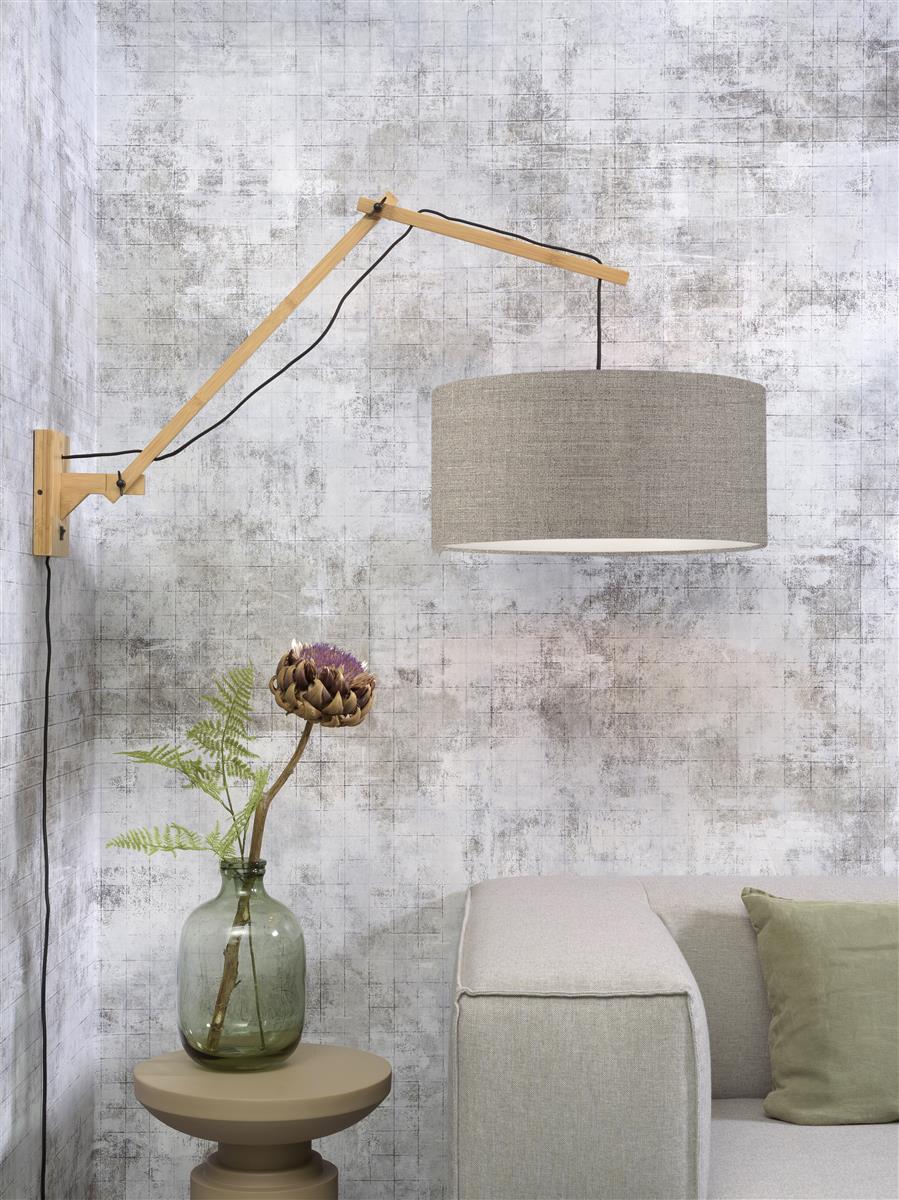 Good&Mojo I Wandleuchte I ANDES I Farbe: dunkles Leinen I Schirm: Ø47 x 23