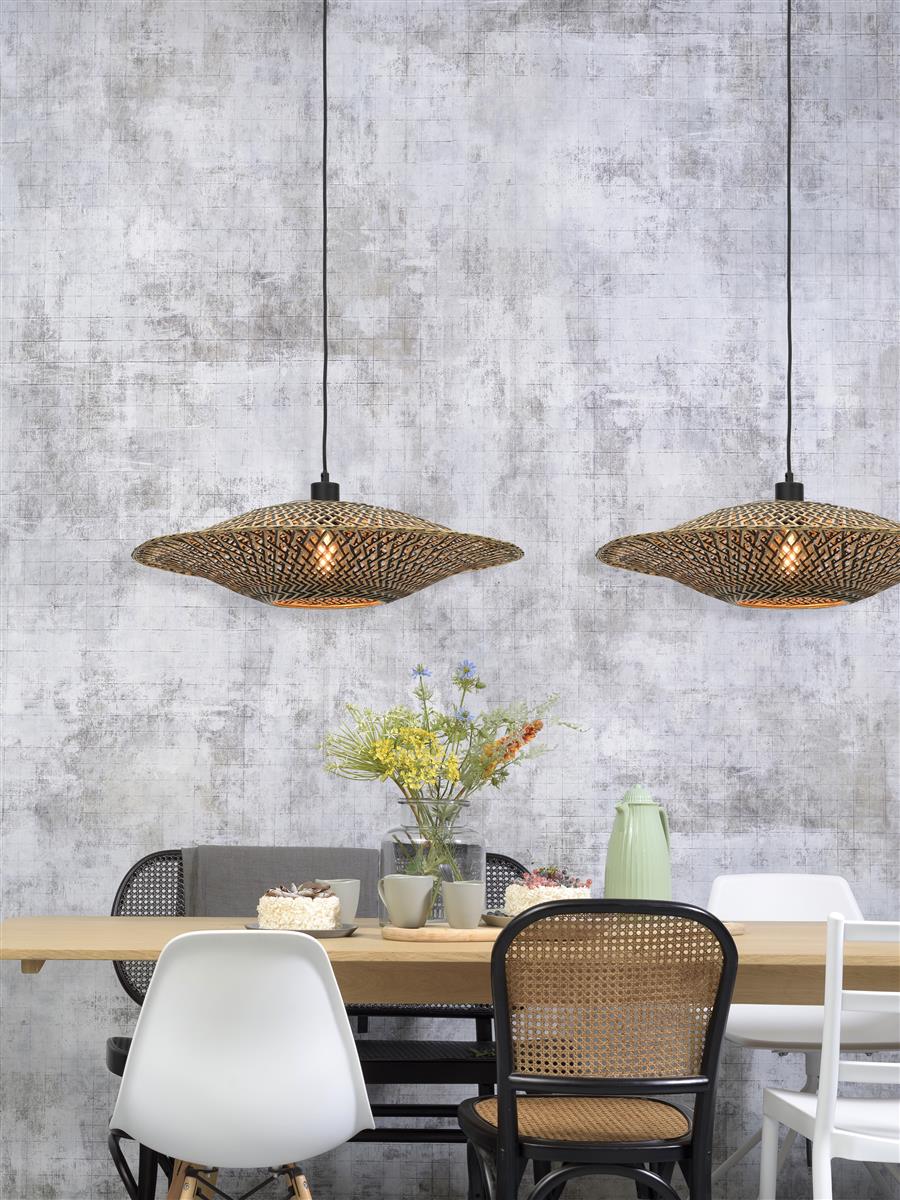Good&Mojo I Hängeleuchte I BALI I Farbe: Natur/Schwarz I Schirm: Ø60 x 15