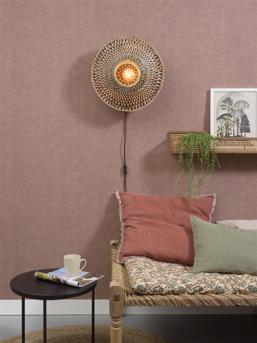 Good&Mojo I Wandleuchte I BALI I Farbe: Natur/Schwarz I Schirm: Ø44 x 12