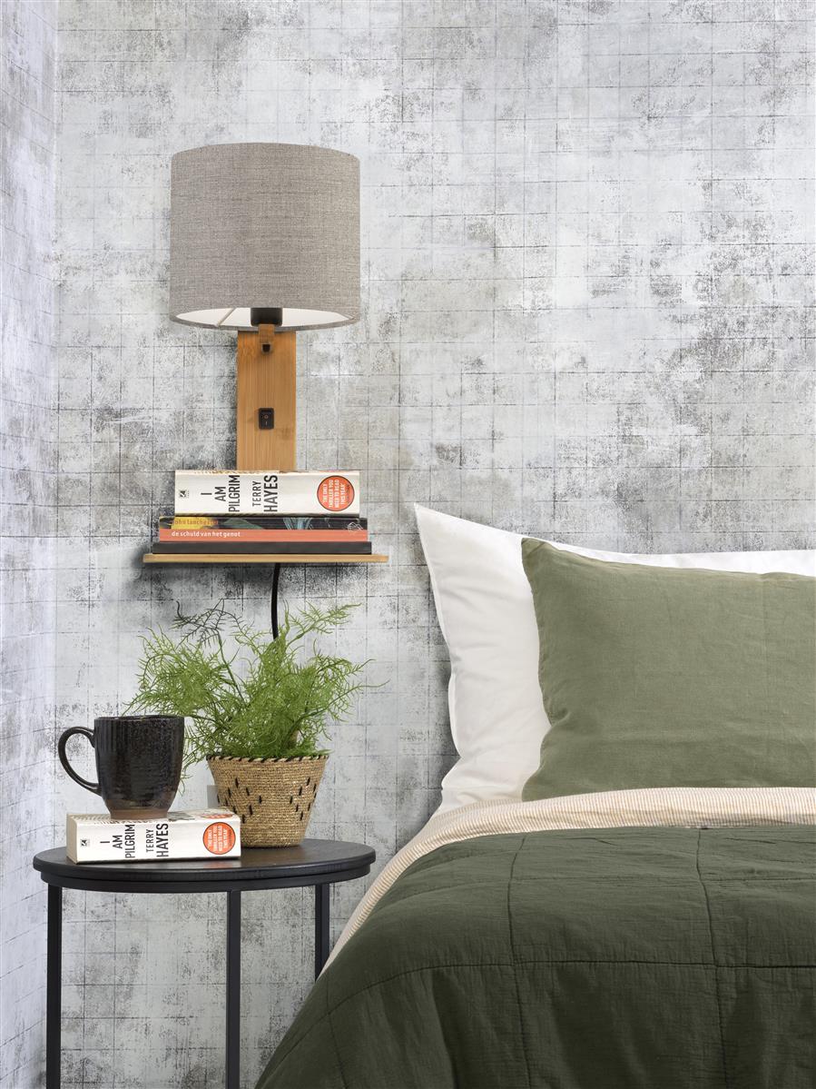 Good&Mojo I Wandleuchte I ANDES I Farbe: dunkles Leinen I Schirm: Ø18 x 15