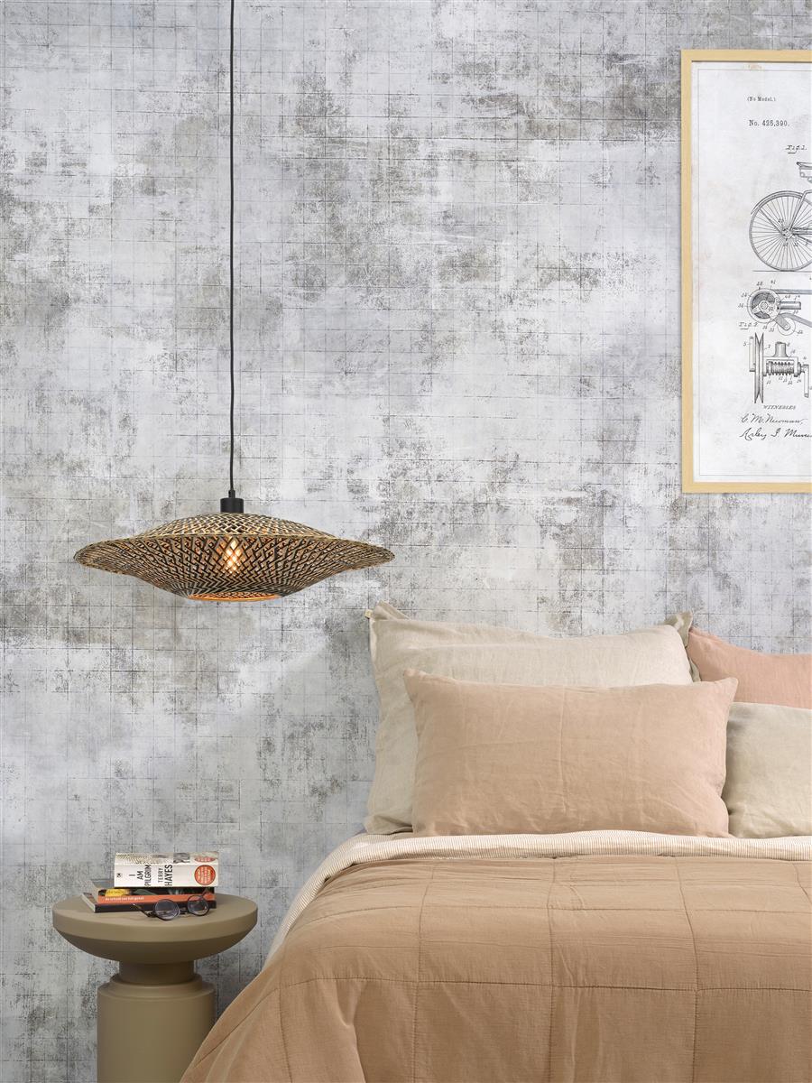 Good&Mojo I Hängeleuchte I BALI I Farbe: Natur/Schwarz I Schirm: Ø60 x 15