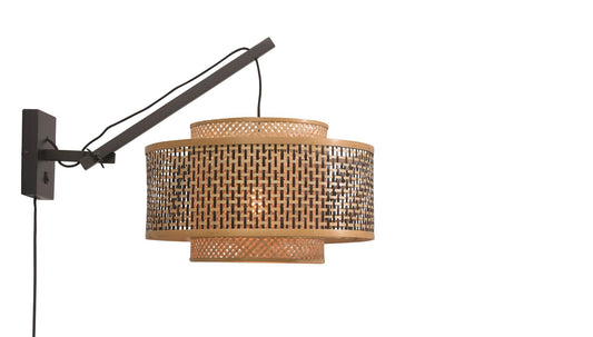 Good&Mojo I Wandleuchte I BHUTAN I Farbe: Natur/Schwarz I Schirm: Ø50 x 30