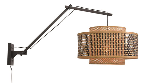 Good&Mojo I Wandleuchte I BHUTAN I Farbe: Natur/Schwarz I Schirm: Ø50 x 30