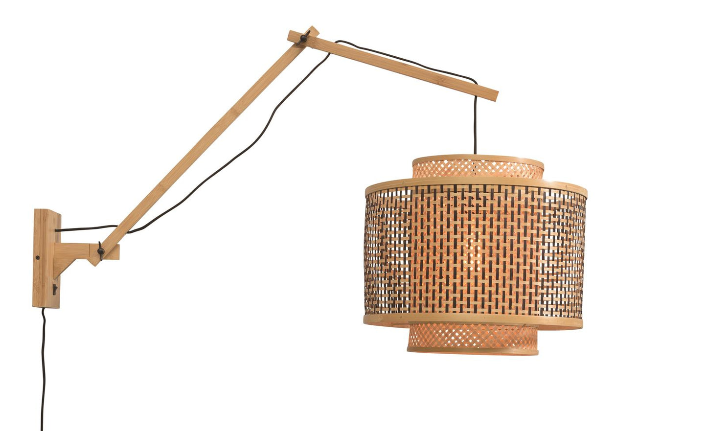 Good&Mojo I Wandleuchte I BHUTAN I Farbe: Natur/Schwarz I Schirm: Ø40 x 34