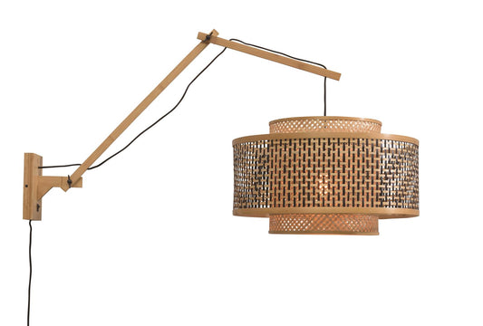 Good&Mojo I Wandleuchte I BHUTAN I Farbe: Natur/Schwarz I Schirm: Ø50 x 30