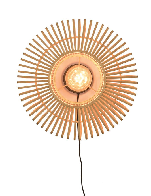 Good&Mojo I Wandleuchte I BROMO I Farbe: Natur/Schwarz I Schirm: Ø40 x 18