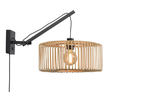 Good&Mojo I Wandleuchte I BROMO I Farbe: Natur/Schwarz I Schirm: Ø40 x 18