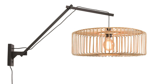 Good&Mojo I Wandleuchte I BROMO I Farbe: Natur/Schwarz I Schirm: Ø60 x 18