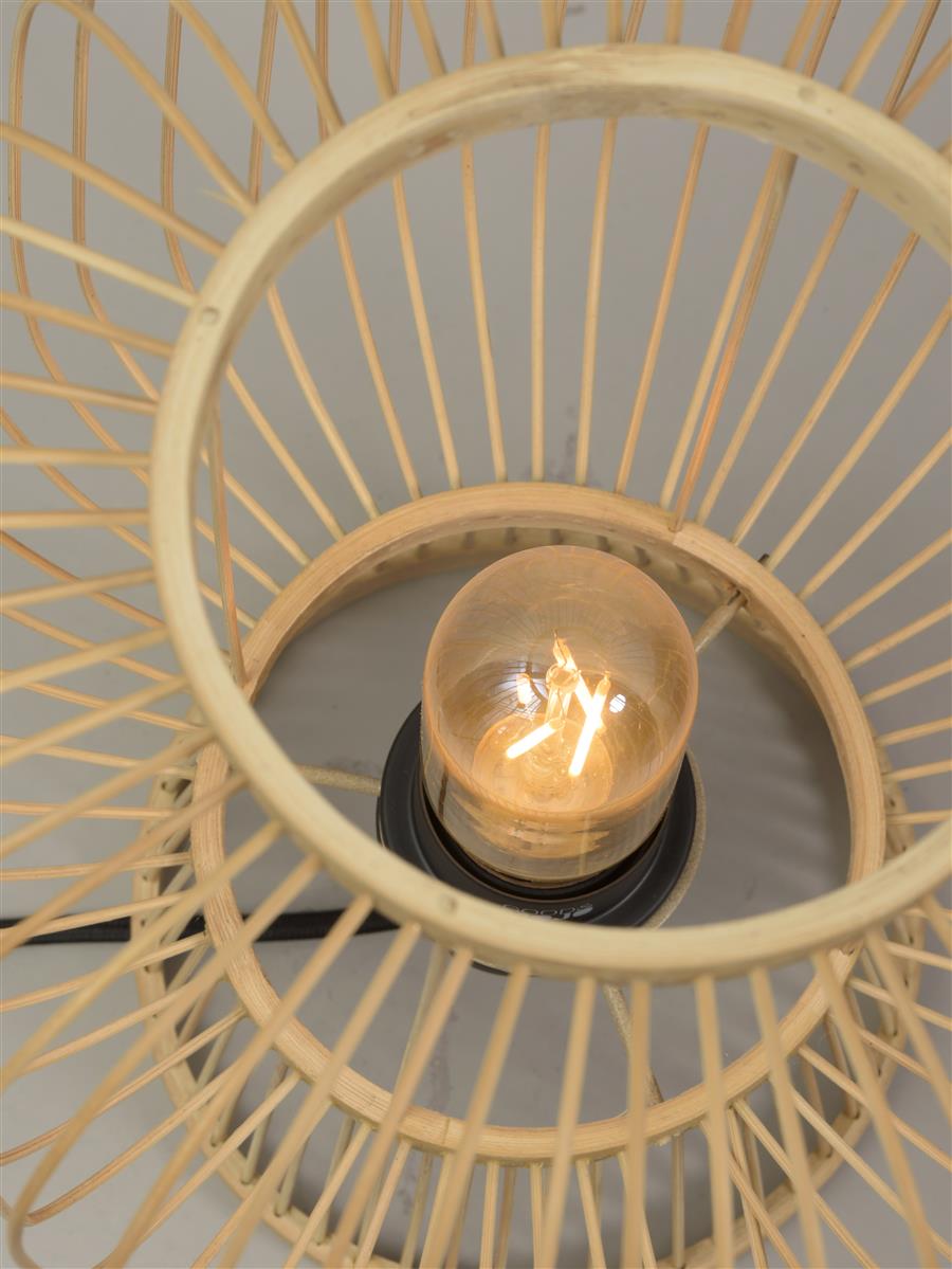 Good&Mojo I Tischleuchte I CANGO I Farbe: Natur/Schwarz I Schirm: Ø26 x 30