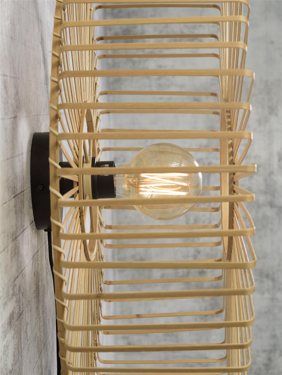 Good&Mojo I Wandleuchte I BROMO I Farbe: Natur/Schwarz I Schirm: Ø60 x 18