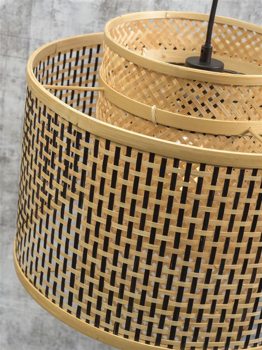 Good&Mojo I Hängeleuchte I BHUTAN I Farbe: Natur/Schwarz I Schirm: Ø40 x 34