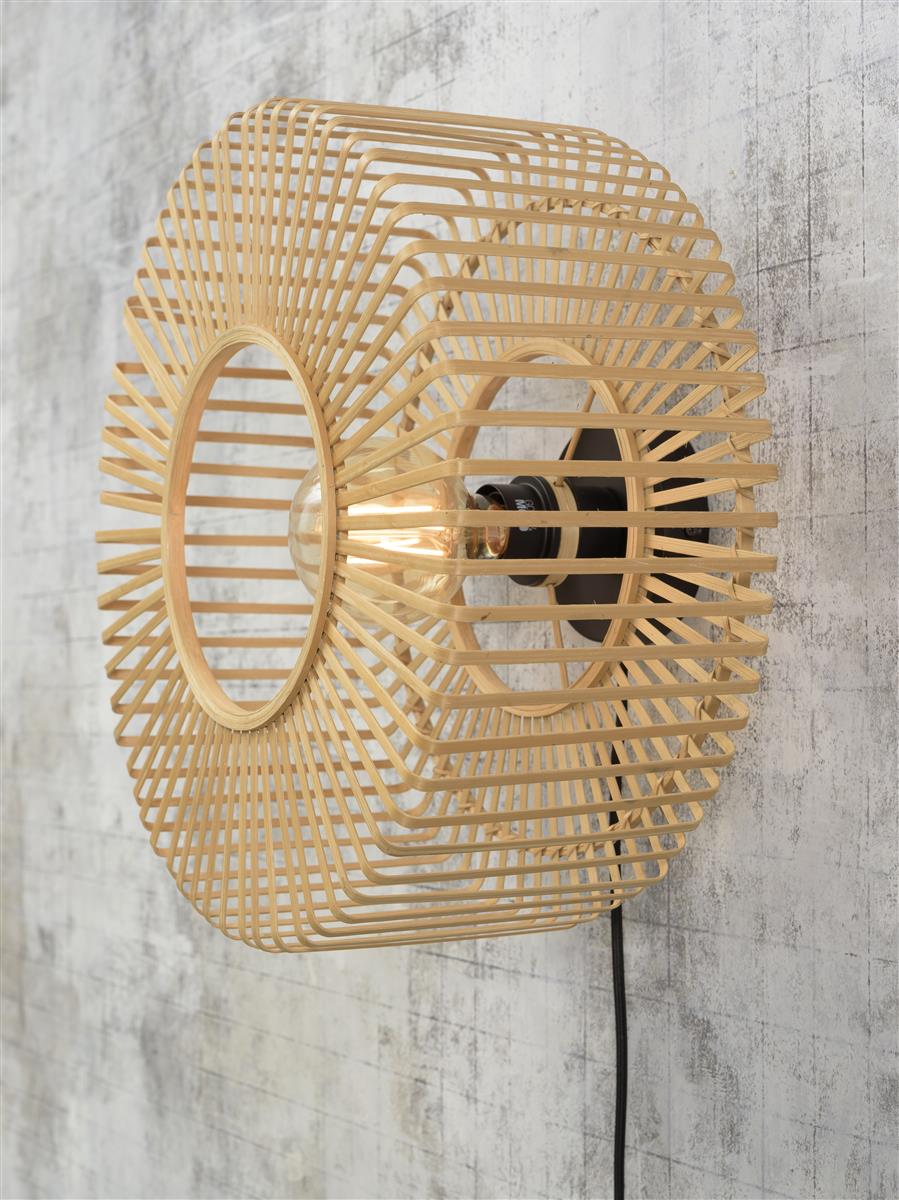 Good&Mojo I Wandleuchte I BROMO I Farbe: Natur/Schwarz I Schirm: Ø40 x 18