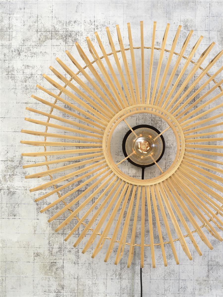 Good&Mojo I Wandleuchte I BROMO I Farbe: Natur/Schwarz I Schirm: Ø60 x 18