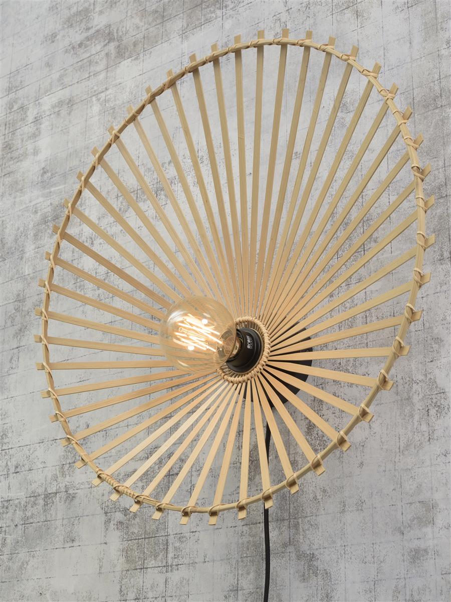 Good&Mojo I Wandleuchte I BROMO I Farbe: Natur/Schwarz I Schirm: Ø60 x 14