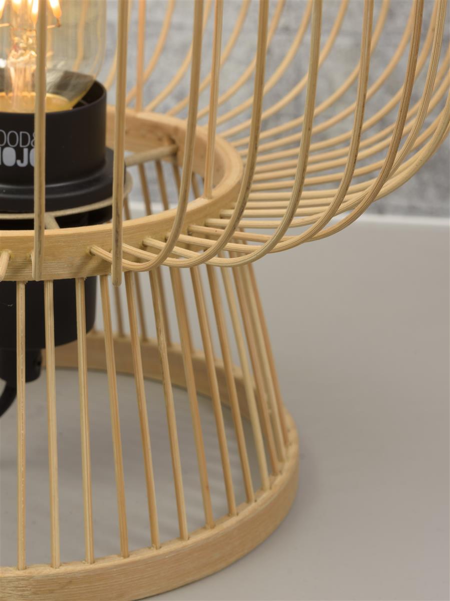 Good&Mojo I Tischleuchte I CANGO I Farbe: Natur/Schwarz I Schirm: Ø26 x 30