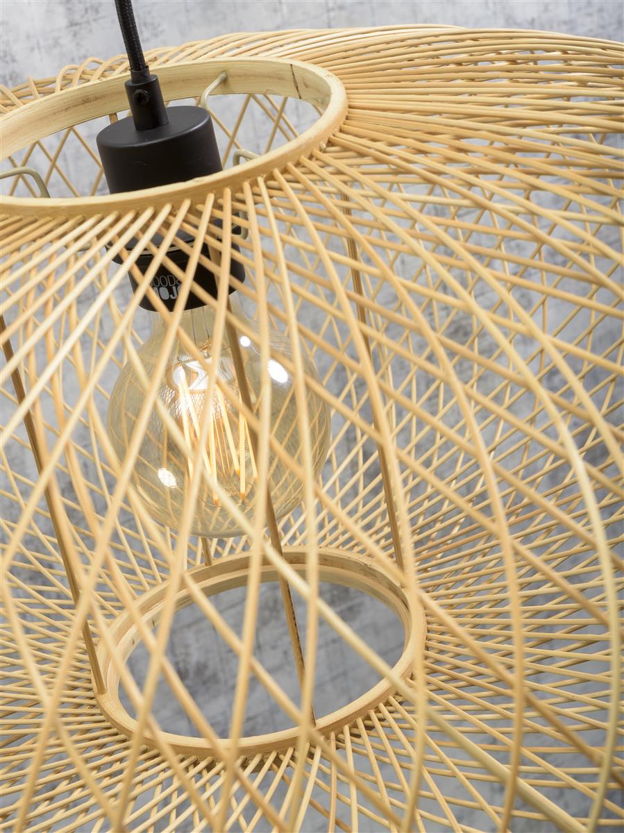 Good&Mojo I Stehleuchte I CANGO I Farbe: Natur/Schwarz I Schirm: Ø60 x 25