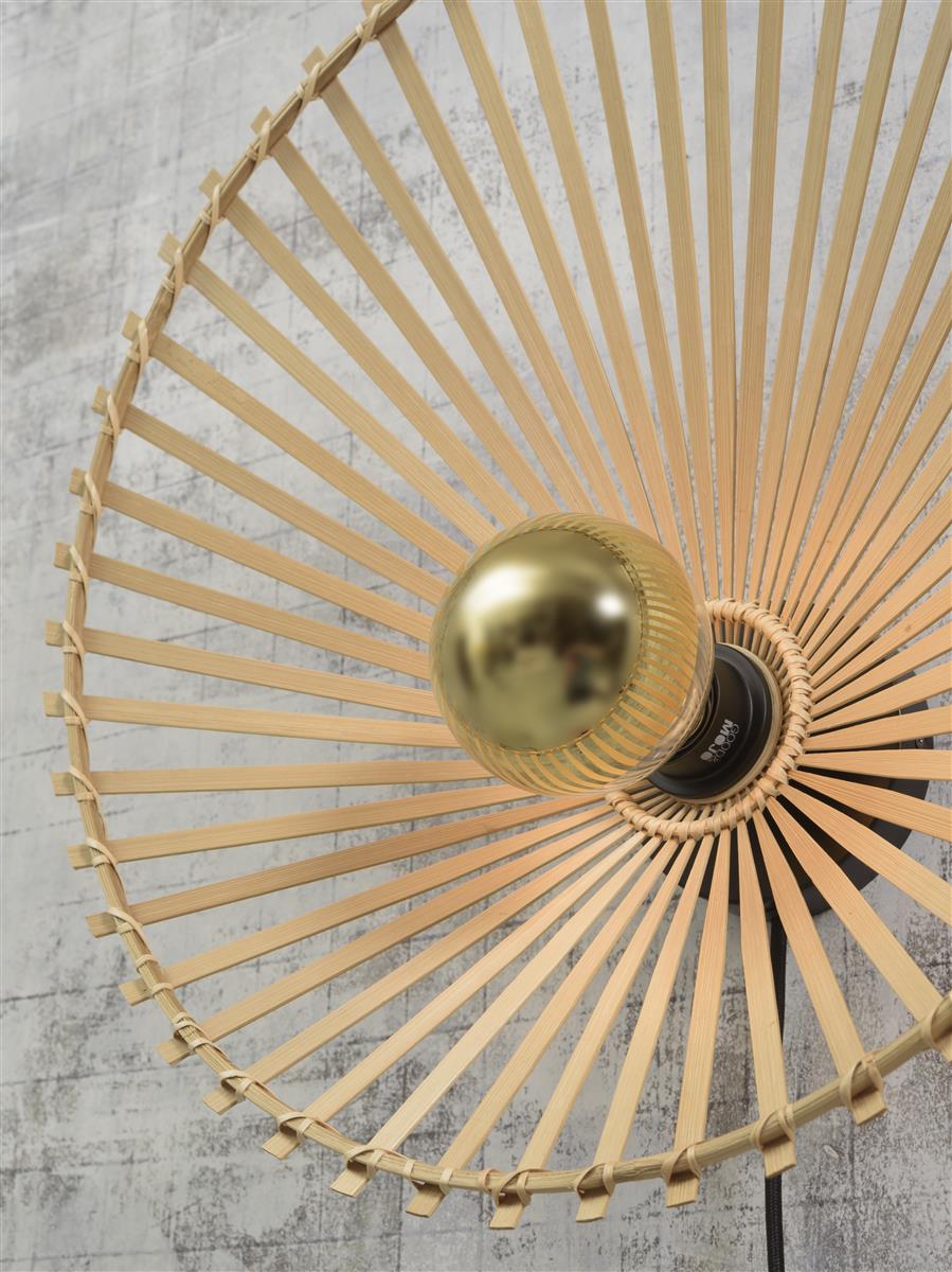 Good&Mojo I Wandleuchte I BROMO I Farbe: Natur/Schwarz I Schirm: Ø60 x 14