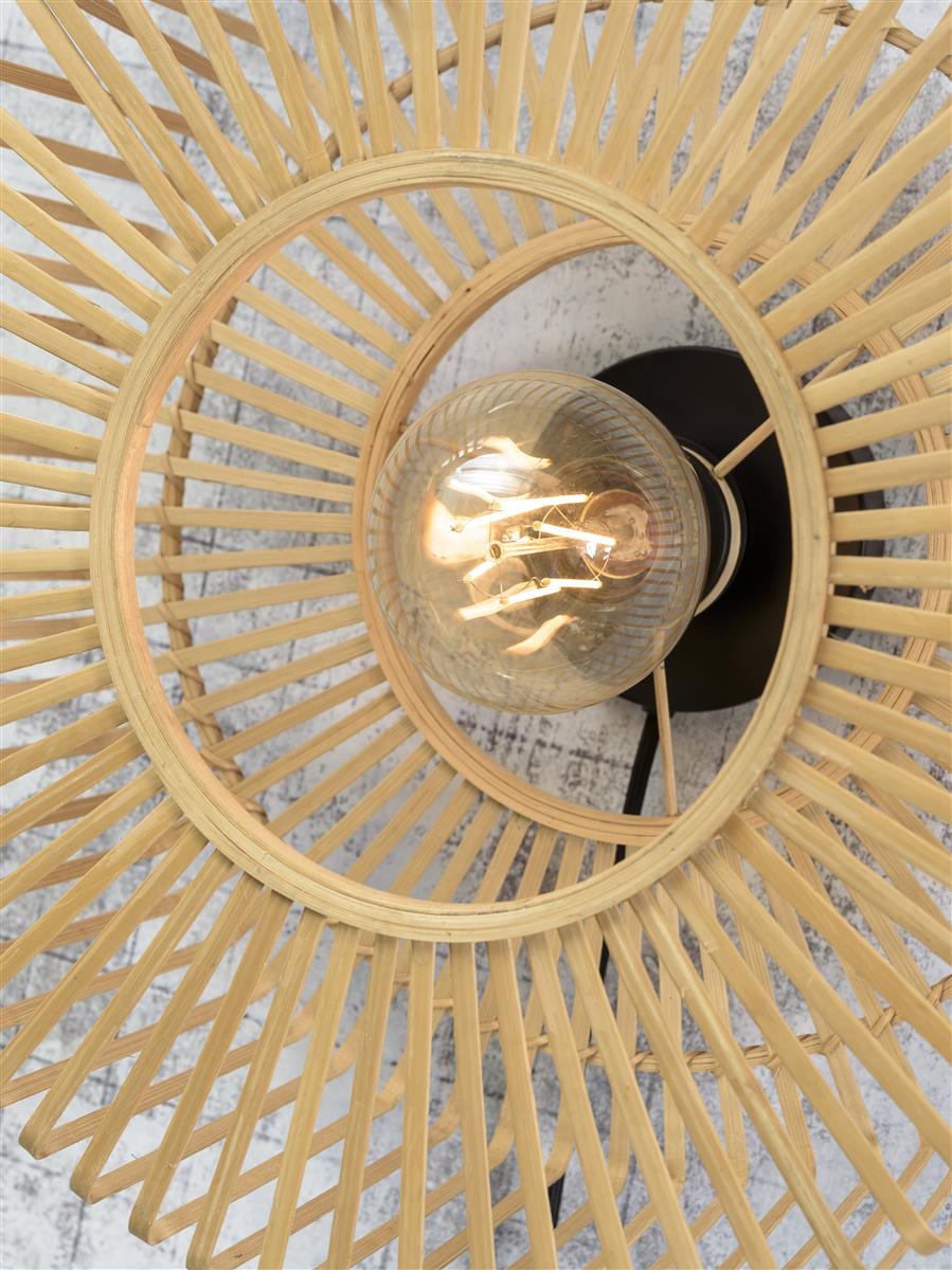 Good&Mojo I Wandleuchte I BROMO I Farbe: Natur/Schwarz I Schirm: Ø40 x 18