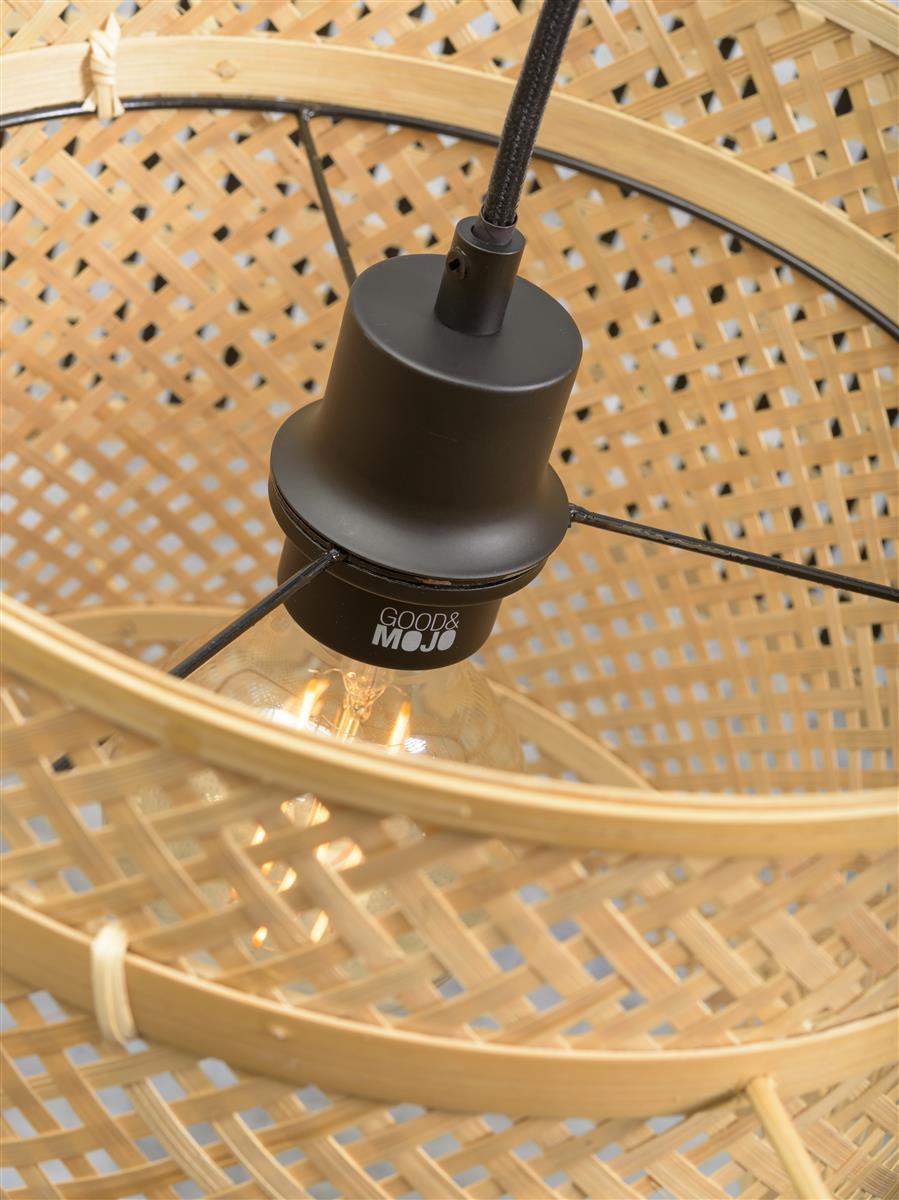 Good&Mojo I Hängeleuchte I BHUTAN I Farbe: Natur/Schwarz I Schirm: Ø40 x 34