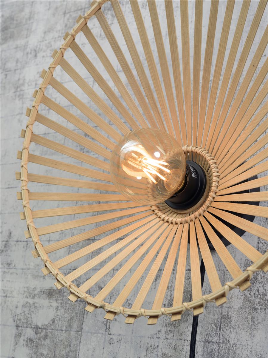 Good&Mojo I Wandleuchte I BROMO I Farbe: Natur/Schwarz I Schirm: Ø60 x 14