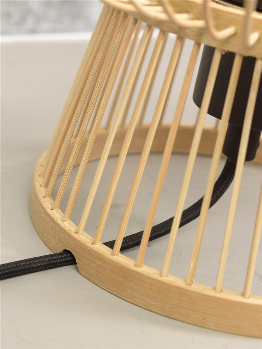 Good&Mojo I Tischleuchte I CANGO I Farbe: Natur/Schwarz I Schirm: Ø26 x 30