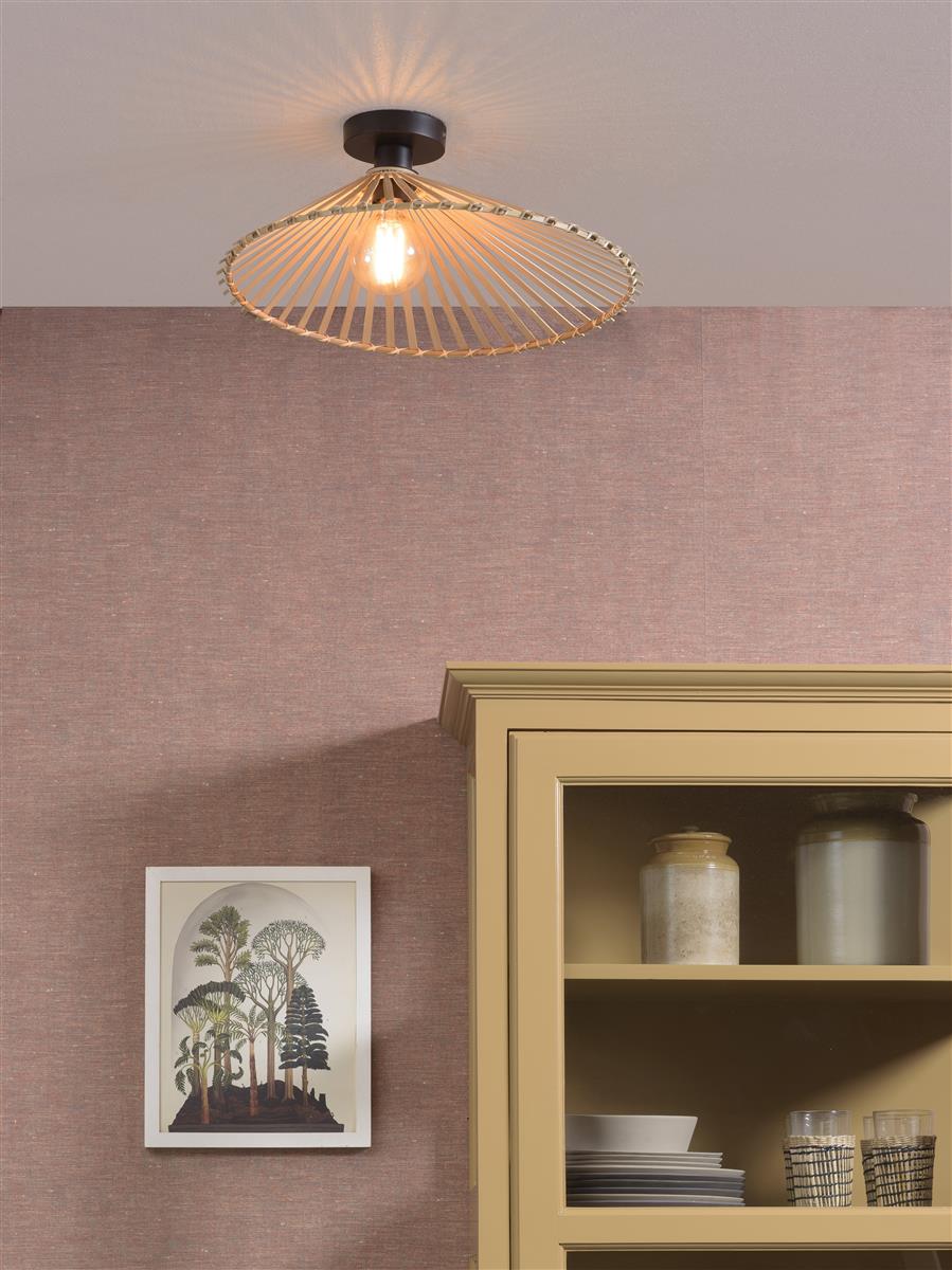 Good&Mojo I Deckenleuchte I BROMO I Farbe: Natur/Schwarz I Schirm: Ø50 x 12