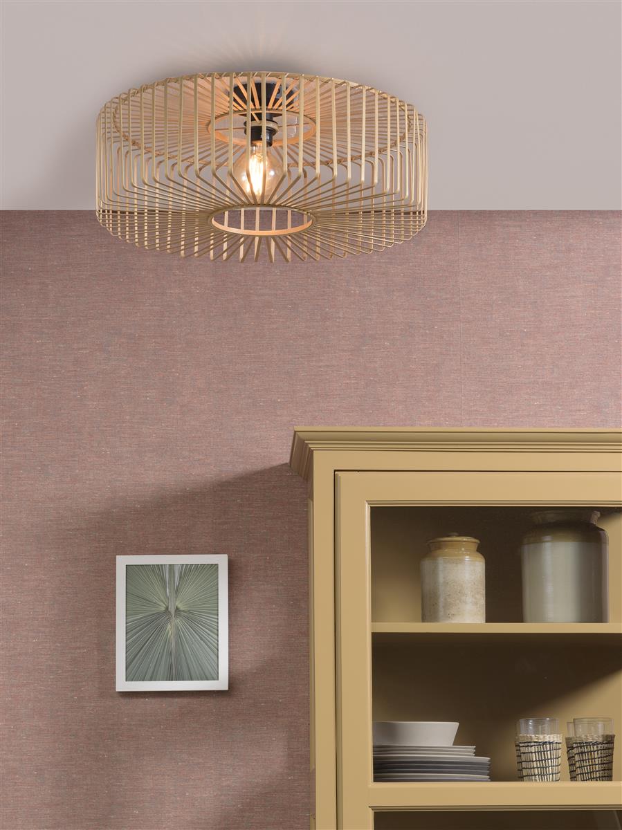 Good&Mojo I Deckenleuchte I BROMO I Farbe: Natur/Schwarz I Schirm: Ø60 x 18