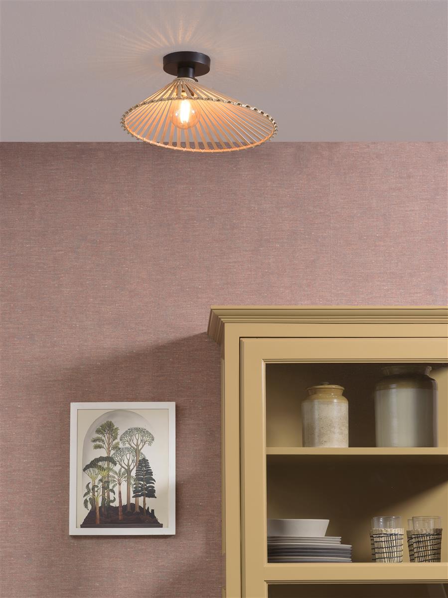 Good&Mojo I Deckenleuchte I BROMO I Farbe: Natur/Schwarz I Schirm: Ø40 x 11